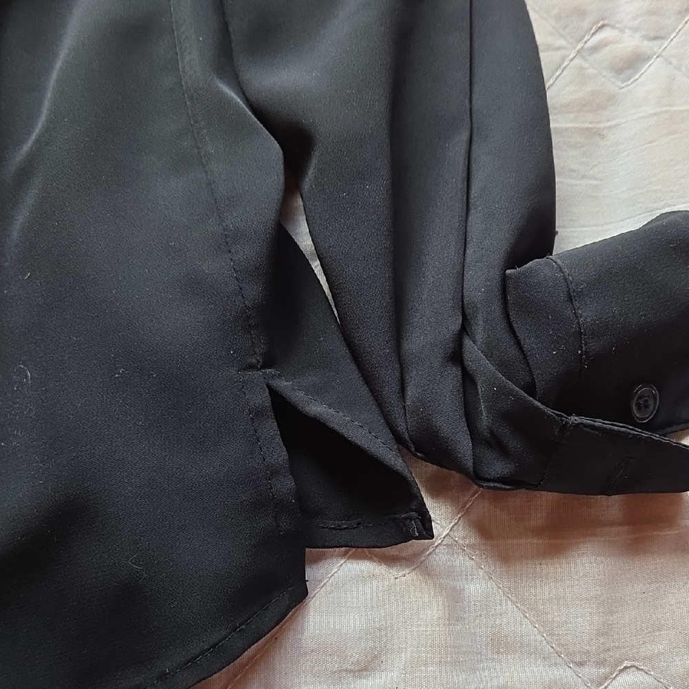Notations Black Button-Front Blouse Large - Picture 5 of 5